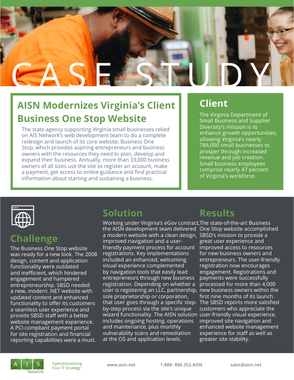 AISN Modernizes Virginia's Business One Stop Website